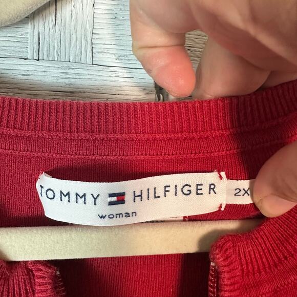 Tommy Hilfiger vintage cardigan, red blue white Tommy line zip front plus size - Picture 4 of 10